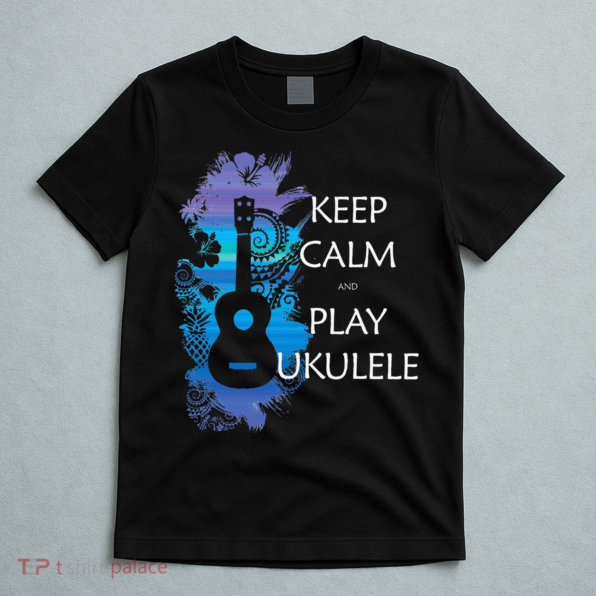 KEEP CALM And PLAY UKULELE Tribal Colorful T-Shirt