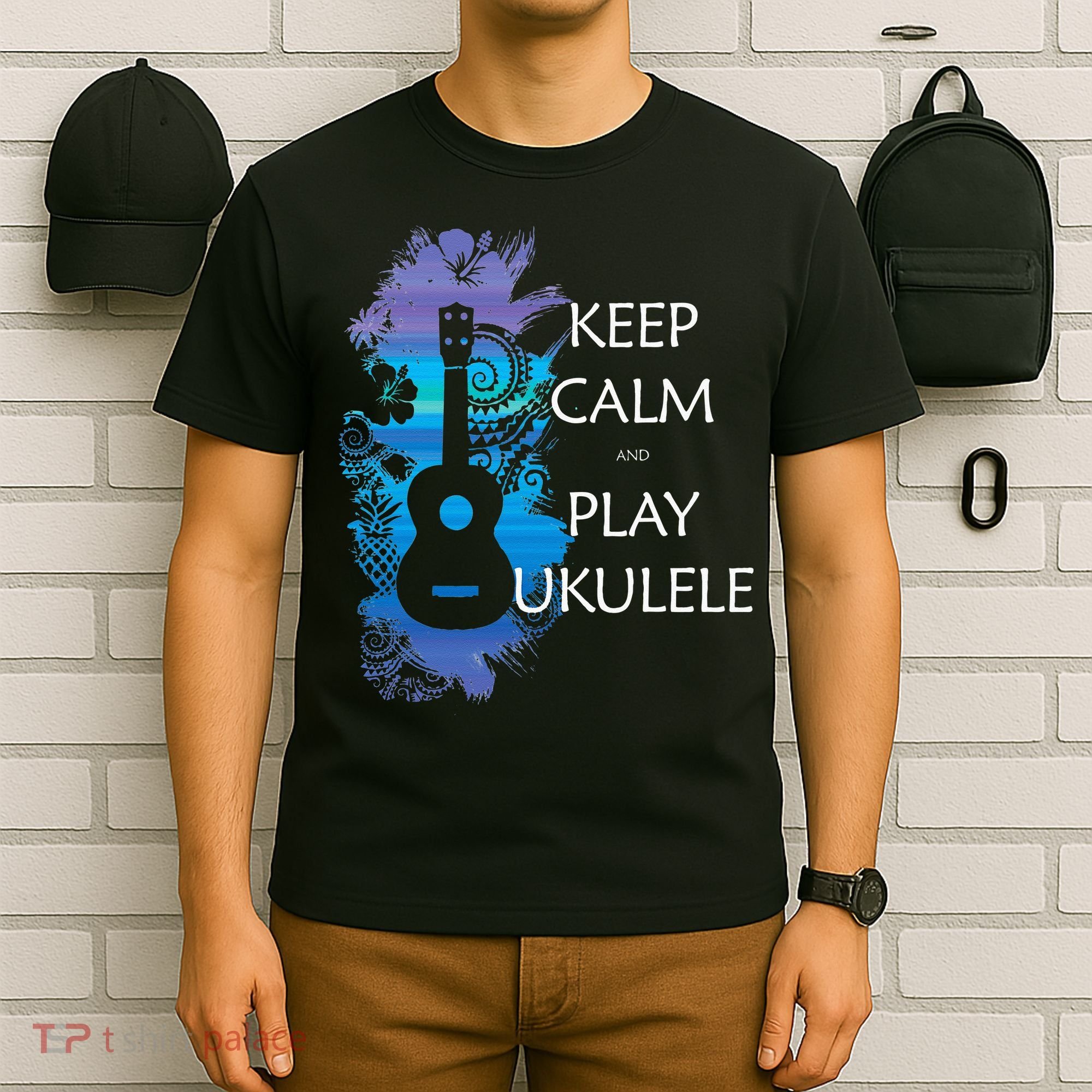 KEEP CALM And PLAY UKULELE Tribal Colorful T-Shirt