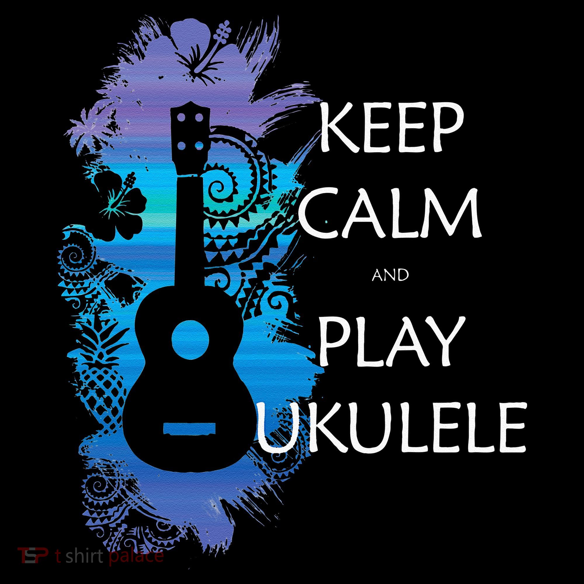 KEEP CALM And PLAY UKULELE Tribal Colorful T-Shirt