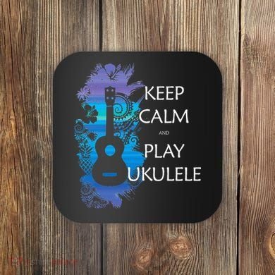 KEEP CALM And PLAY UKULELE Tribal Colorful Coaster