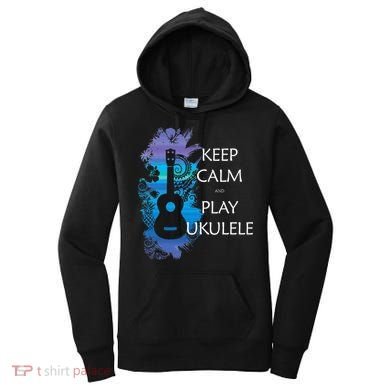 KEEP CALM And PLAY UKULELE Tribal Colorful Women's Hoodie