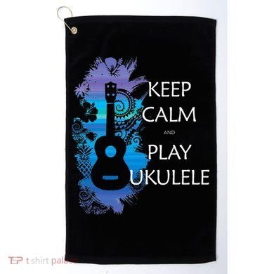 KEEP CALM And PLAY UKULELE Tribal Colorful Golf Towel