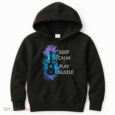 KEEP CALM And PLAY UKULELE Tribal Colorful Kids Hoodie