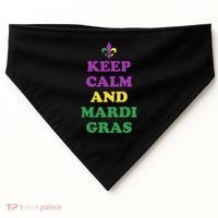 Keep Calm And Mardi Gras Festive USA-Made Doggie Bandana thumb 0