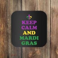 Keep Calm And Mardi Gras Festive Coaster thumb 0