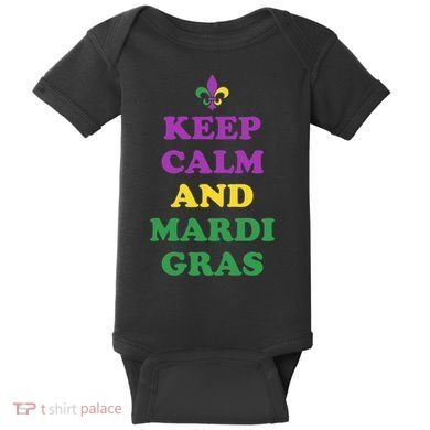 Keep Calm And Mardi Gras Festive Baby Bodysuit