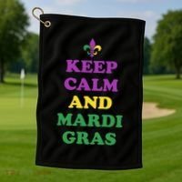 Keep Calm And Mardi Gras Festive Golf Towel thumb 1