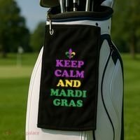 Keep Calm And Mardi Gras Festive Golf Towel thumb 2