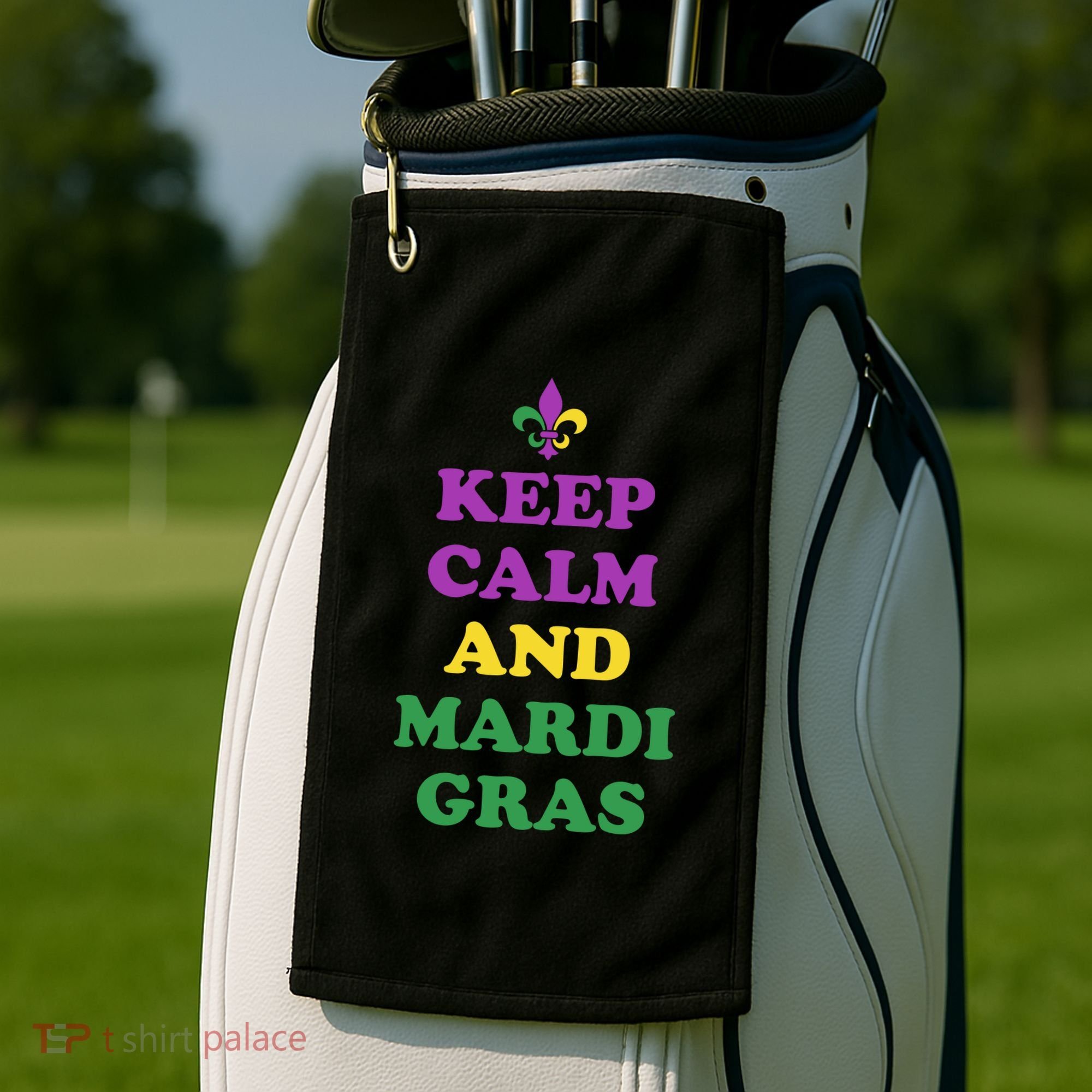 Keep Calm And Mardi Gras Festive Golf Towel