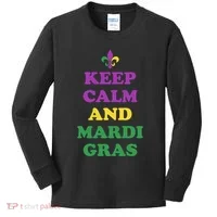 Keep Calm And Mardi Gras Festive Kids Long Sleeve Shirt thumb 0