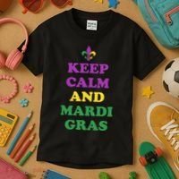 Keep Calm And Mardi Gras Festive Kids T-Shirt thumb 3