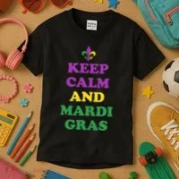 Keep Calm And Mardi Gras Festive Kids T-Shirt thumb 3