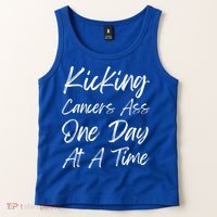 Kicking CancerS Ass One Day At A Time Cancer Awareess Gift Tank Top thumb 2