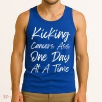 Kicking CancerS Ass One Day At A Time Cancer Awareess Gift Tank Top thumb 3