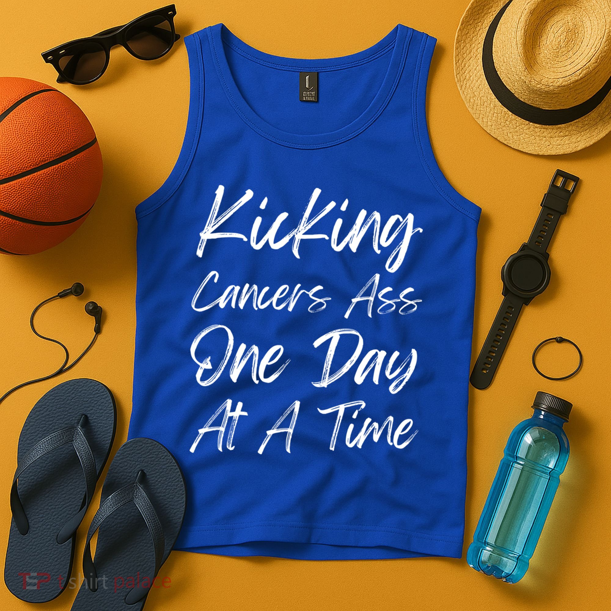 Kicking CancerS Ass One Day At A Time Cancer Awareess Gift Tank Top
