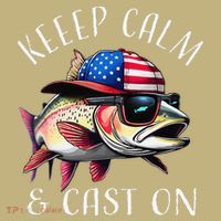 Keep Calm And Cast On Funny Fisherman Fishing Usa Flag Trout T-Shirt thumb 7