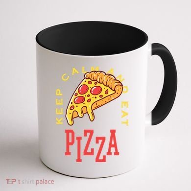 Keep Calm And Eat Pizza Funny Coffee Mug back