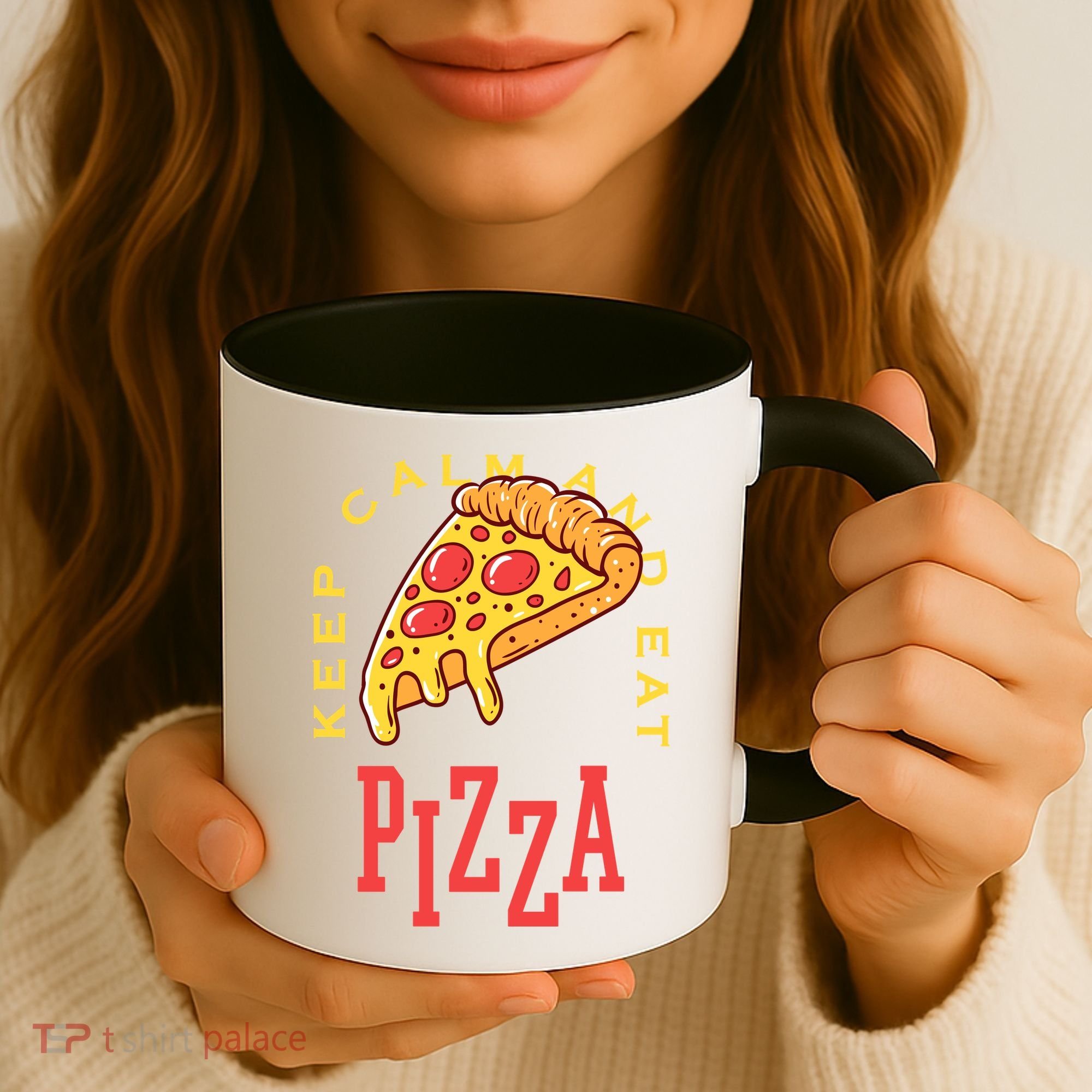 Keep Calm And Eat Pizza Funny Coffee Mug