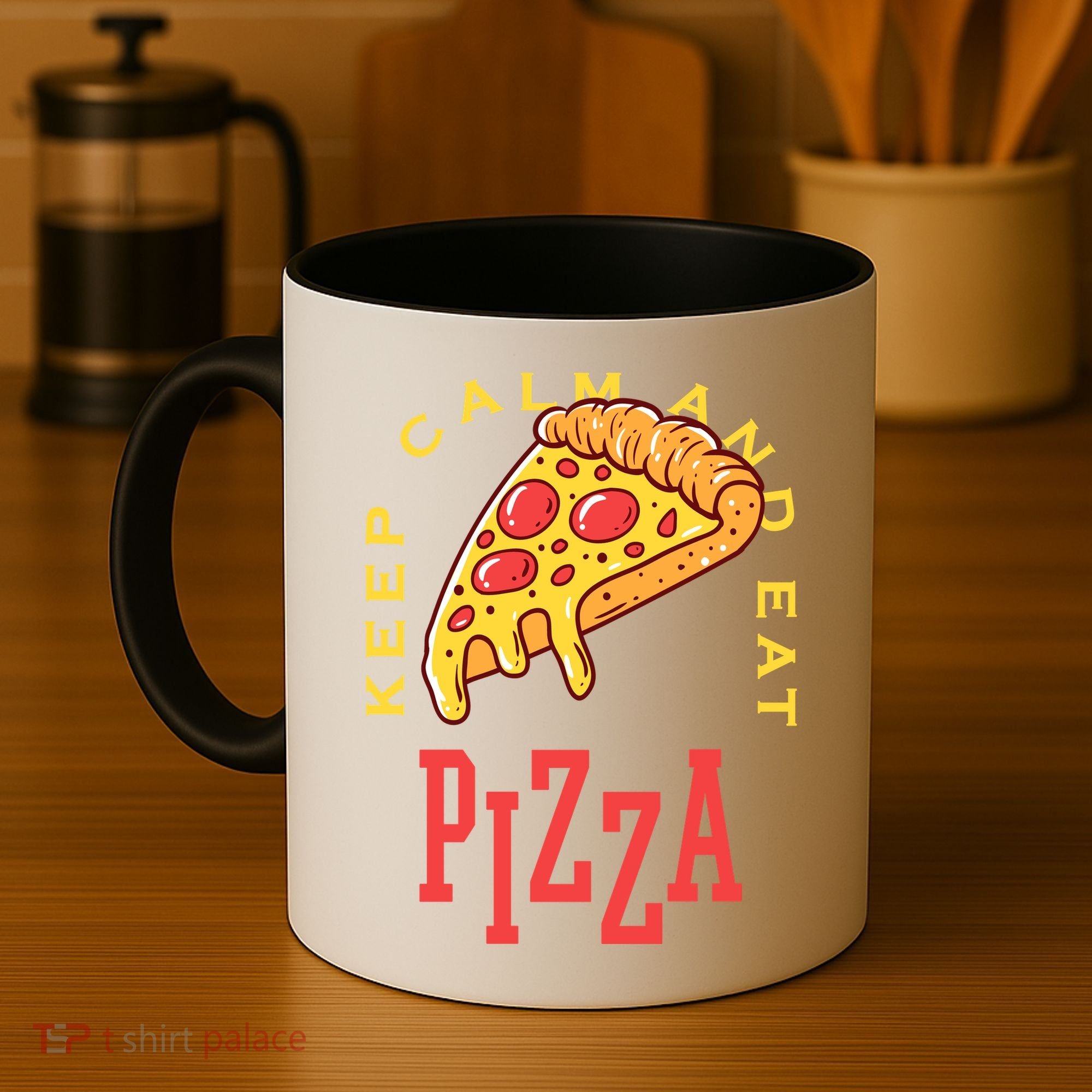 Keep Calm And Eat Pizza Funny Coffee Mug