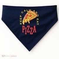 Keep Calm And Eat Pizza Funny USA-Made Doggie Bandana thumb 0