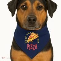 Keep Calm And Eat Pizza Funny USA-Made Doggie Bandana thumb 1