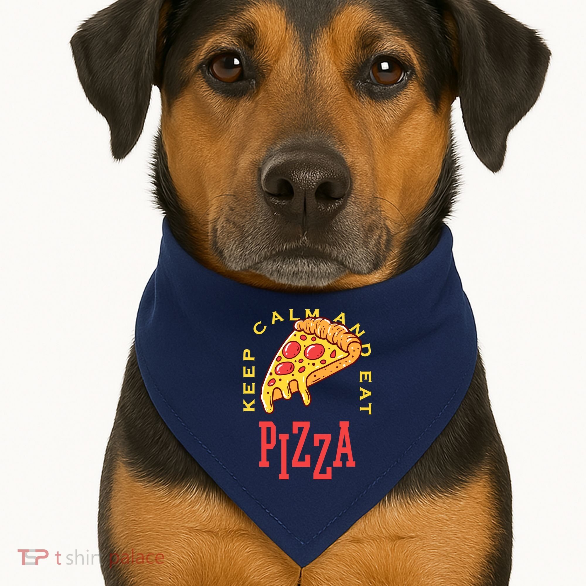 Keep Calm And Eat Pizza Funny USA-Made Doggie Bandana