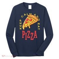 Keep Calm And Eat Pizza Funny Long Sleeve Shirt thumb 0