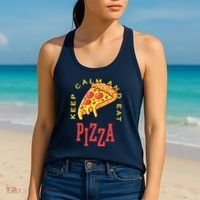 Keep Calm And Eat Pizza Funny Women's Tank Top thumb 2