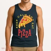 Keep Calm And Eat Pizza Funny Tank Top thumb 3