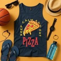 Keep Calm And Eat Pizza Funny Tank Top thumb 4