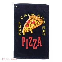 Keep Calm And Eat Pizza Funny Golf Towel thumb 0