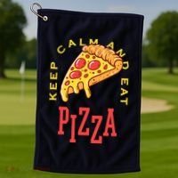Keep Calm And Eat Pizza Funny Golf Towel thumb 1