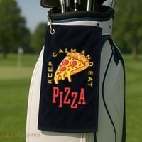 Keep Calm And Eat Pizza Funny Golf Towel thumb 2