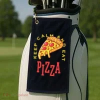 Keep Calm And Eat Pizza Funny Golf Towel thumb 2