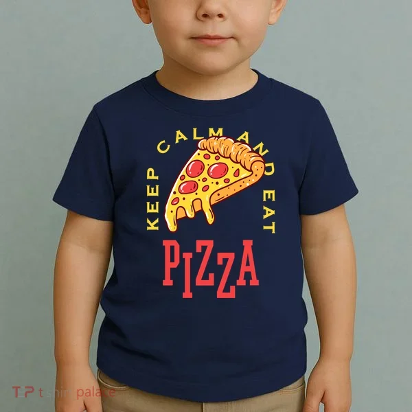 Keep Calm And Eat Pizza Funny Toddler T-Shirt