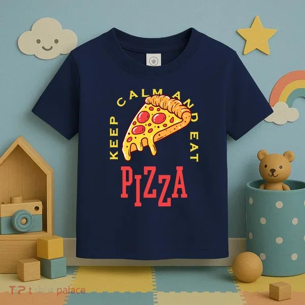 Keep Calm And Eat Pizza Funny Toddler T-Shirt