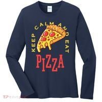 Keep Calm And Eat Pizza Funny Women's Long Sleeve Shirt thumb 0