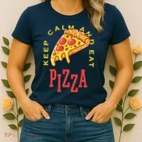 Keep Calm And Eat Pizza Funny Women's T-Shirt thumb 2