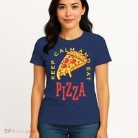 Keep Calm And Eat Pizza Funny Women's T-Shirt thumb 4
