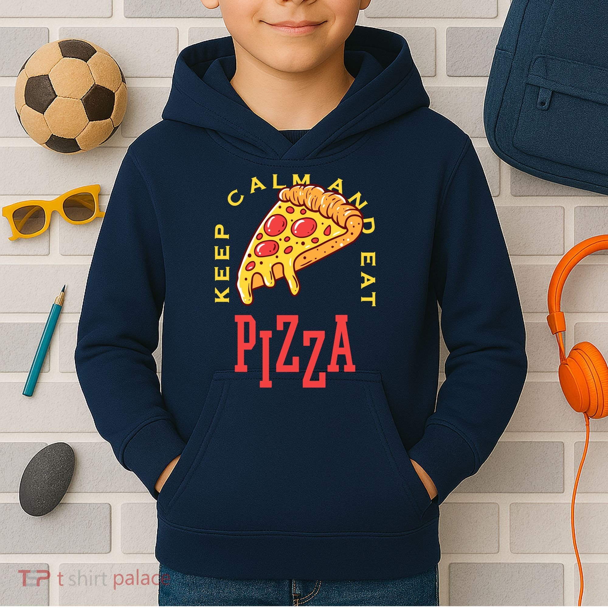 Keep Calm And Eat Pizza Funny Kids Hoodie