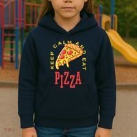Keep Calm And Eat Pizza Funny Kids Hoodie thumb 3