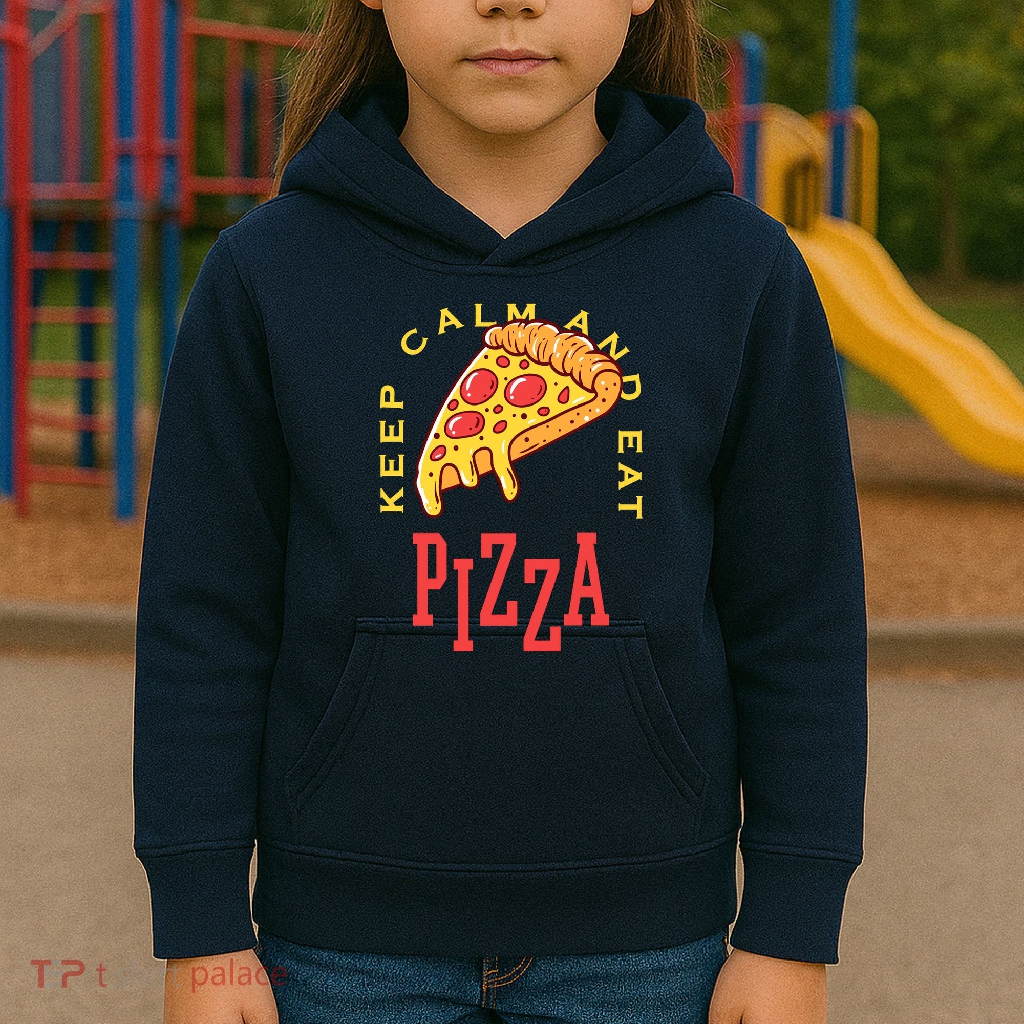 Keep Calm And Eat Pizza Funny Kids Hoodie