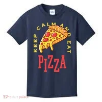 Keep Calm And Eat Pizza Funny Kids T-Shirt thumb 0