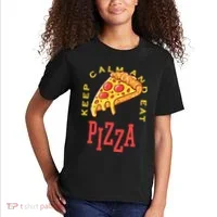 Keep Calm And Eat Pizza Funny Kids T-Shirt thumb 2