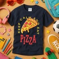 Keep Calm And Eat Pizza Funny Kids T-Shirt thumb 3