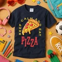 Keep Calm And Eat Pizza Funny Kids T-Shirt thumb 3
