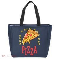 Keep Calm And Eat Pizza Funny Tote Bag thumb 0
