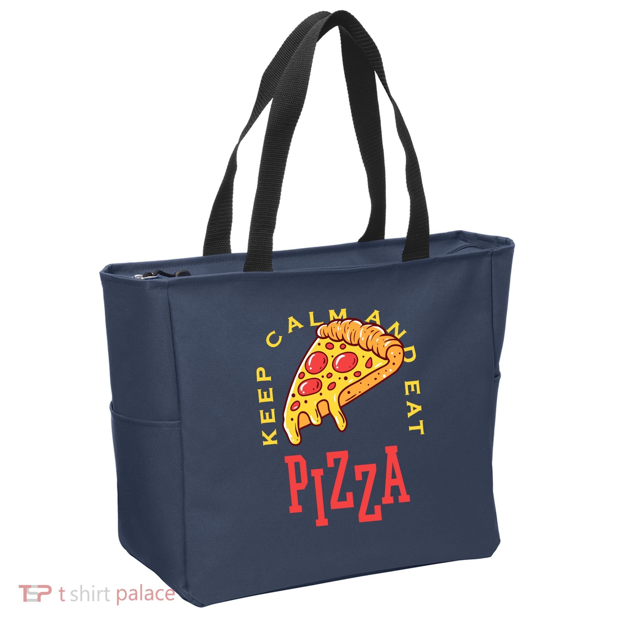 Keep Calm And Eat Pizza Funny Tote Bag