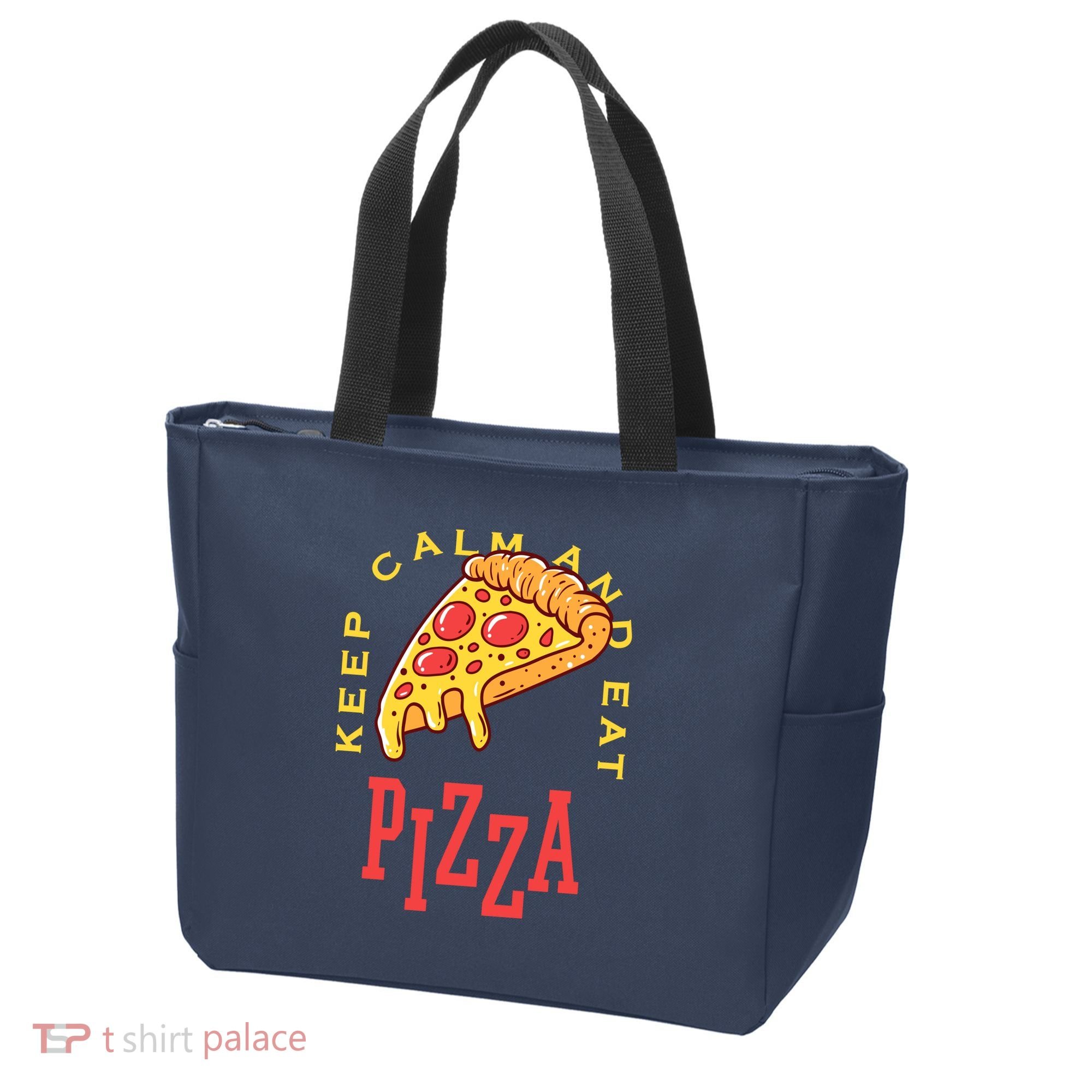 Keep Calm And Eat Pizza Funny Tote Bag