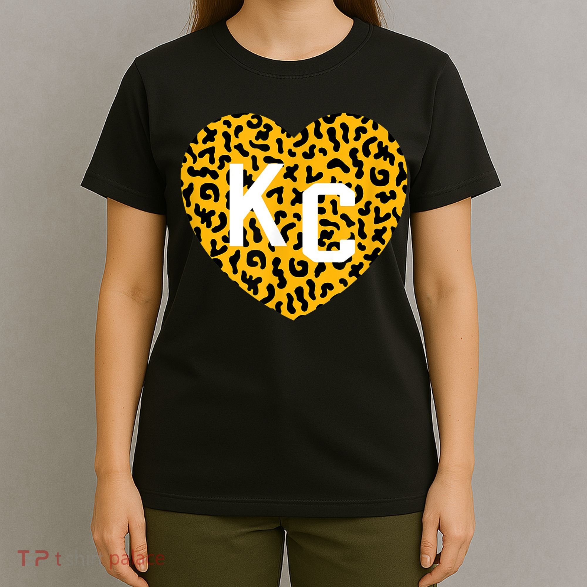 Kc Cheetah Animal Print Heart Kc Kansas City Cheetah Heart T-Shirt
